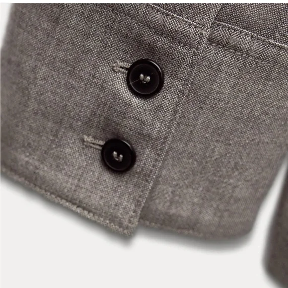 ZARA Brown Taupe 100% Wool Belted Blazer Jacket Coat ZW Collection Gray XS NWT - Picture 12 of 16